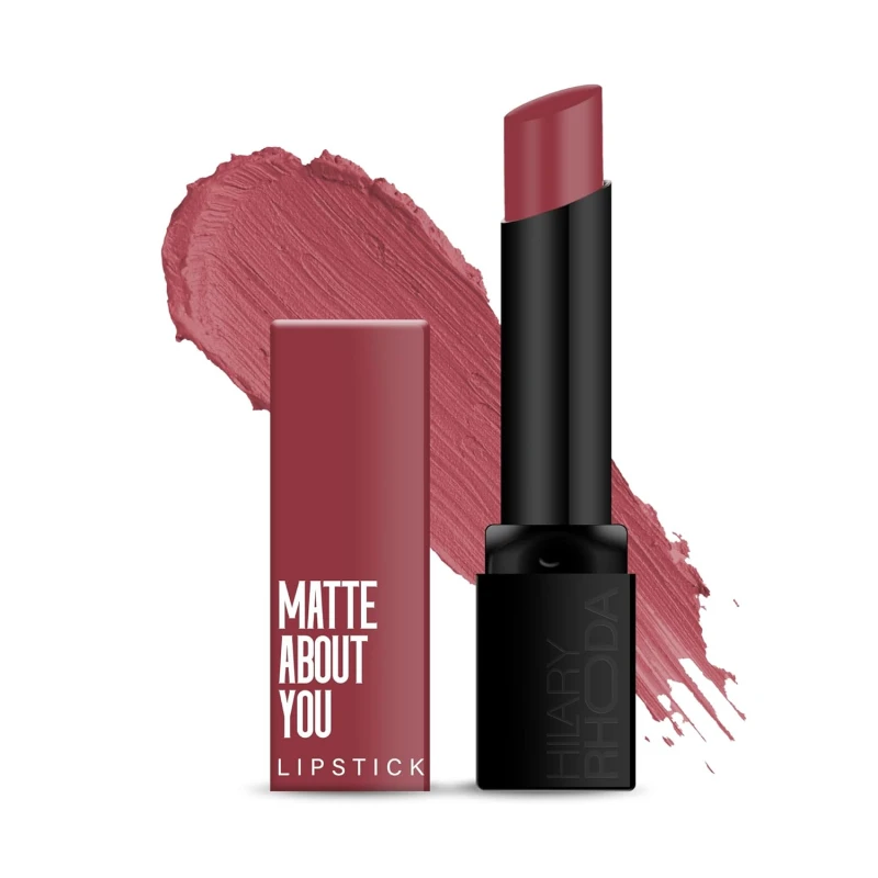 Hilary Rhoda Matte About You Lipstick | Long Lasting & Highly Pigmented Lipstick | Glides Smoothly | Matte Finish | One Stroke Application | Cruelty-Free & Vegan (Crimson Affair - Shade 07, 3g) thumbnail 2